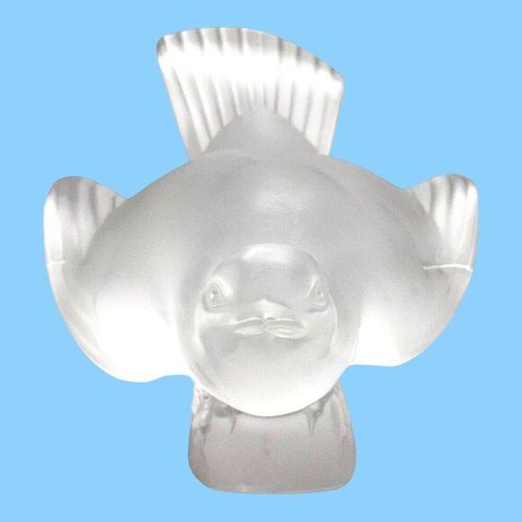 Lalique France Frosted Crystal Colereux Sparrow Bird Figurine Paperweight VTG - Picture 2 of 8